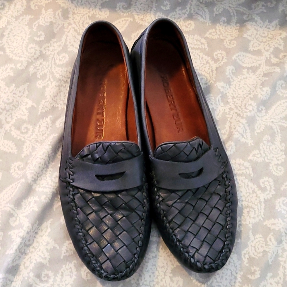 Robert Zur Leather Blue Loafers 7.5
